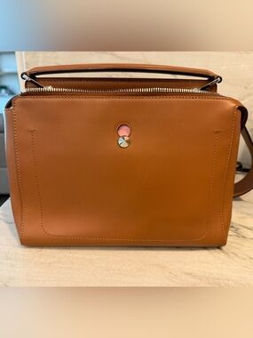 Fendi Brown Leather Dotcom Top Handle Bag